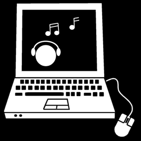 laptop: listen to music / listen to music on the laptop